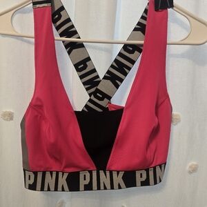 PINK Victoria's Secret Pink and Black Sports Bra